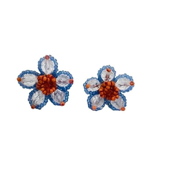 Decorative Flower Shaped Beaded Earrings - Picture 5 of 10